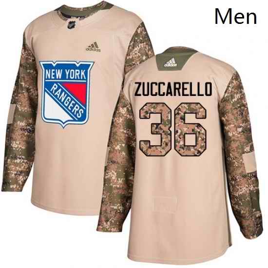 Mens Adidas New York Rangers 36 Mats Zuccarello Authentic Camo Veterans Day Practice NHL Jersey